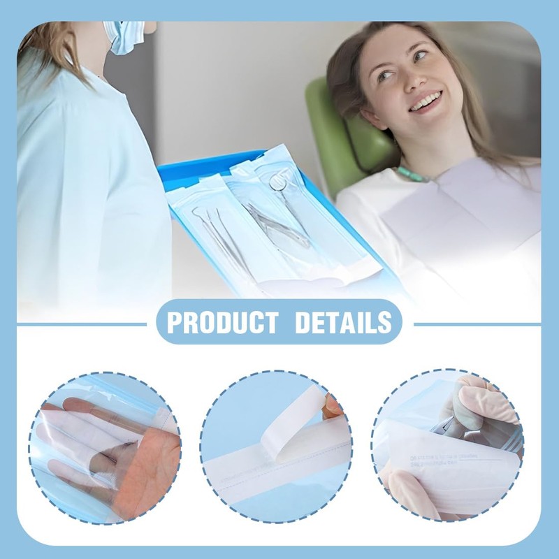 Pack of 200 Sterilisation Bags, Self-Sealing Sterilisation Bags, Sterilisation Bags,