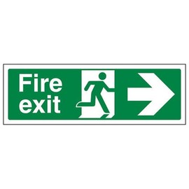V Safety 14004AX Fire Exit Arrow Right Sign - Landscape - 300 mm x 100 mm - 2 mm Super Strong PETG