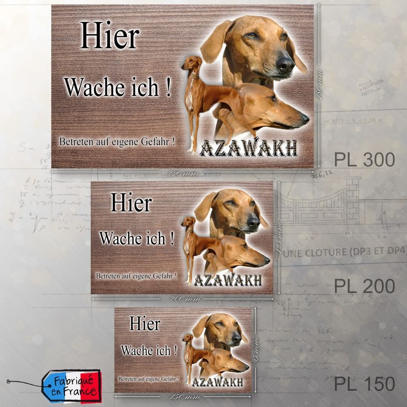 Warnschild Hund oder Warnzeichen Azawakh 20 cm