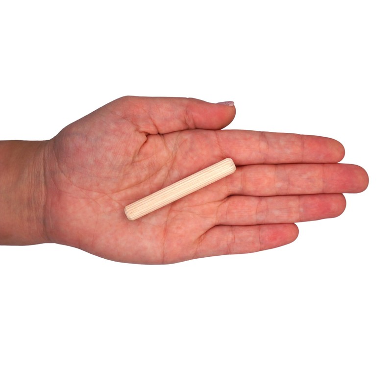 SKIR'CO (150 pcs) Wooden Dowels 8 x 60 mm, Grooved