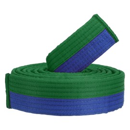 PATIKIL Taekwondo Coloured Rank Belt, 1.6 x 8.5 Ft 2.6 M Polyester Martial Arts Judo Karate Belt for Teaching Practice, Green/Blue