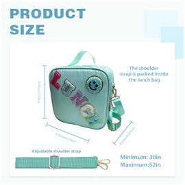 Lunch Bag With Adjustable Shoulder Strap Insulated Lunch Box Kids For Teen Girls/Women Boys Nylon Large Reusable Lunch Bags For School Work Picnic（Green）