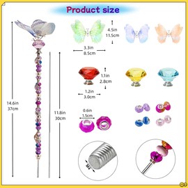 ZSlactp 200Pcs DIY Fairy Wand Beaded Garden Stakes Kit Butterfly Garden Stakes Decorative Fairy Garden Kit Fairy Garden Accessories Outdoor Decorative Garden Stakes (Butterfly)