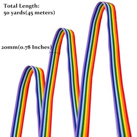 50 Yards Rainbow Ribbon Grosgrain Ribbons for Gift Wrapping Jewelry Making DIY Crafts Party Favors (20mm)