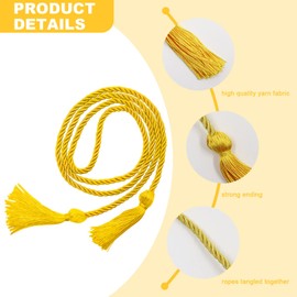 66 Inches Tassel Cord Graduation, Braided Solid Color Honor Cords, Graduation Honor Cords Rope Belt, Graduation Ropes High Honor for Grad Days (Gold)
