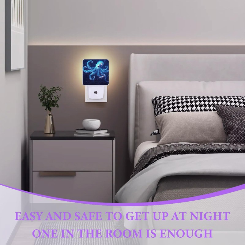 Blue Octopus Night Light,Sea Animals Night Lights Plug into Wall,Led
