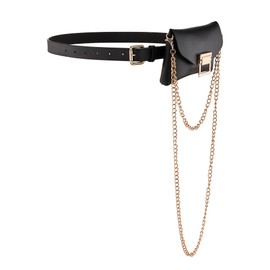 CHIC DIARY Waist Belt with Small Pocket Mini Waist Bag Women's Fashion Bum Bag Belt Bag Belt with Chain, Model 2