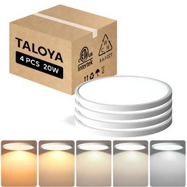 TALOYA Ceiling Light,4 Pack,12 Inch,20W,5 Color Selectable White Flush Mount Ceiling Light for Bedroom,Kitchen,Living Room,Hallway,Laundry