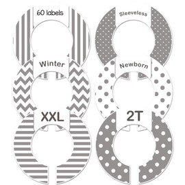 Clothing Size Dividers Baby or Adult Closet Gender Neutral Gray Set of 6 (1.5 Inch Rod)