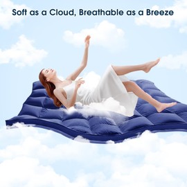 Mattress Topper Twin XL Size, CYMULA PillowTop Mattress Pad Cover for Dorm College Bed Hospital Back Pain, Cooling Mattress Protector Extra Thick Firm Soft Fill with 8-21 Inch Deep Pocket,39"x80"Navy