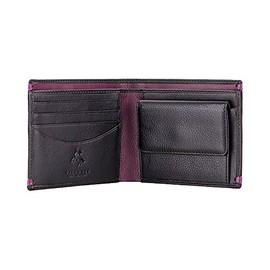 Visconti AP62 Montreux Genuine Leather Mens Bi-Fold Wallet (Black/Burgundy)