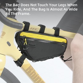 Rhinowalk Bicycle Front Frame Bag Bike Under Top Tube Triangle Bag Lightweight 1.7L Cycling Accessories Nylon Pack Pouch for Mountain Road Bike(Yellow)