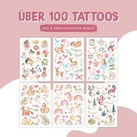Papierdrachen 100 Particularly Skin-Friendly Children's Tattoos - Tattoos Fabulous Creatures and Fairy Tales - for Children - as Birthday Party Bags or Gift Idea - 100% Vegan & Tested