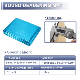 X AUTOHAUX 197mil 5mm 8.1sqft Car Sound Deadening Mat Aluminum Foil Foam Heat Shield Material Universal for Hood Fender and Boat Engine Cover 59.06"x19.69" Blue