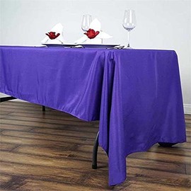 60''x126 Inch Rectangle Tablecloth Polyester Circular Wrinkle Free Table Cloth – Solid Soft Dinner Table Cover for Buffet Table, Wedding, Parties and Dinner - Purple