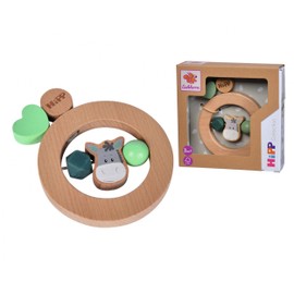 Eichhorn - Baby Hipp Ring Grasping Toy with Donkey Motif, 10 cm, FSC 100% Certified Beech Wood, from 3 Months