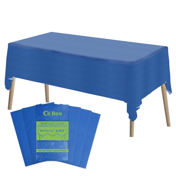 Qi Boo Paper Tablecloths Disposable for Rectangle Tables 6 Pack,3