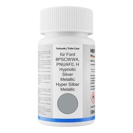 MG PRIME Autolack Lackstift Set für Ford 8PSCWWA / PNUAF0 / H Hypnotic Silver Metallic/Hyper Silber Metallic Basislack Klarlack je 50ml