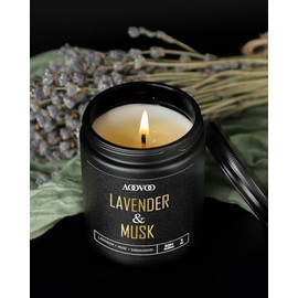AOOVOO Scented Candles for Men - Musk Amber Candles for Home Scented, Masculine Black Candle Gift for Women & Men, Gifts for Birthday, Christmas, 9 oz Natural Soy Wax