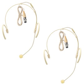2 Pack Headset Headworn Microphone Two Earset Over Ear Hanging Mic Mini XLR 4 Pin TA4F Plug for Shure,Rubber Earhook,1.5m Cable Work for Stage,Lectures,Live Performance,Theater
