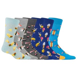Hotsox Men's Good Food Bundle 6 Pack, Multi-Colored, Men's 6-12
