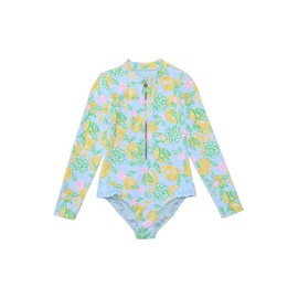 Lilly Pulitzer Girls' Standard Denning Rashguard UPF 50+ (Toddler/Little Big Kids), Bluette Make Lemonade