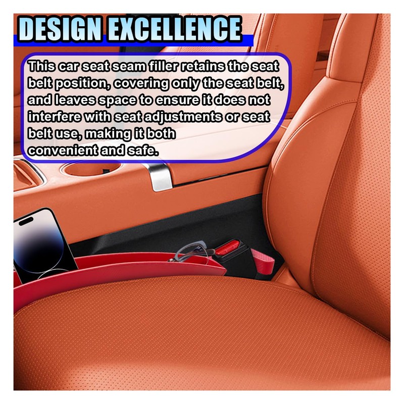 2PCS Car Seat Gap Filler Organizer, No-Drop Seat Gap Storage