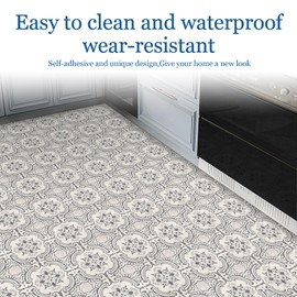 RomDeco Peel and Stick Floor Tile Waterproof for Bathroom, Peel and Stick Flooring for Kitchen, Self Adhesive Vinyl Flooring for Home Decoration, Avoid Breakage During Usage (11.8in X 11.8in, 30pcs)