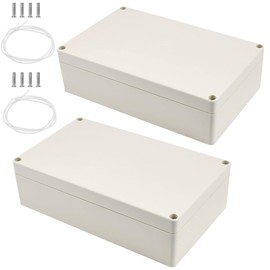ADERTOS 2 x Plastic Housing IP65 Waterproof Junction Boxes Distribution Box 200 x 120 x 50 mm Plastic Empty Housing Surface-Mounted Junction Box White Distribution Housing Electric (White)