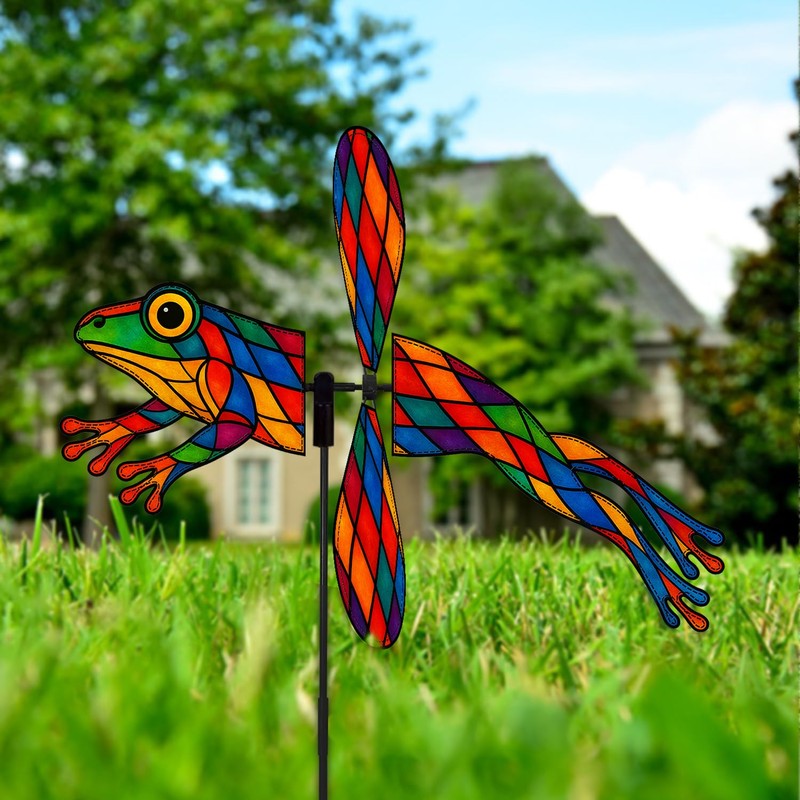 Frog Petite Spinner Outdoor, Frog Wind Spinner for Yard and