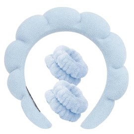 Aodes Spa Headband for Women, Makeup Skincare Headband, Terry Cloth Bubble Soft Get Ready Hairband, Non Slip Thick Hair Accessory for Women and Girls(Blue)