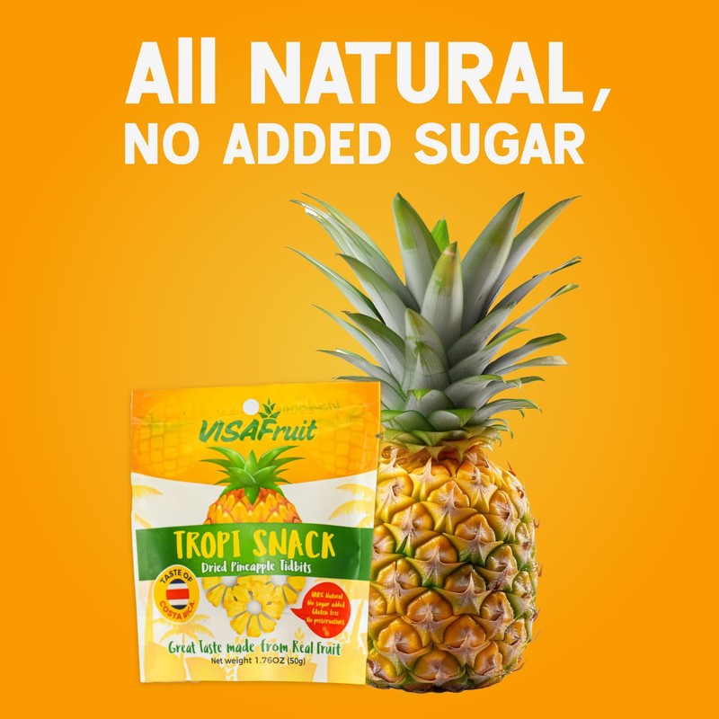 TropiSnack Simply Natural Dried Pineapple Tidbits No Added Sugar Gluten