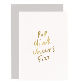 Old English Co. Cheers Card - Single White & Gold Foiled Blank Pop Clink Fizz Cheers Card | Celebration Cards for Mum, Sister, Wife & Friends | Fun Occasion Gifts