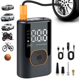 KosyBliyup Tire Inflator Portable Air Compressor 150 PSI, Cordless Air Pump for Car Tires, Air Pump for Car, Motorcycle, Bicycle, Balls with Pressure Gauge, LED Light, Auto Shut Off