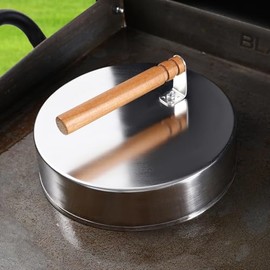 Stainless Steel Cheese Melting Dome with Wooden Handle, 304 Grade, for Griddle Cooking