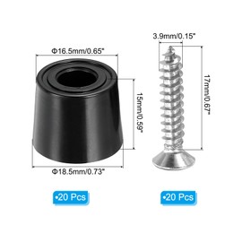 PATIKIL Cutting Board Feet,20 Pieces Non Slip Rubber Feet Bumpers with 304 Stainless Steel Screws for Cutting Board Furniture Chairs Desks 0.73" Wx0.59 H, Black