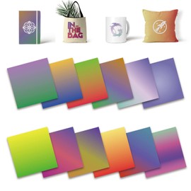 Lucky Goddness Ombre Color Transfer Sheets, 12 Pcs 12"x 12" Plain Solid Colors Pre-Printed Sublimation Paper for Heat Press Mug, DIY T- Shirts, Coasters Blanks