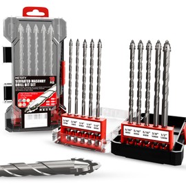 6 Inch (152mm) Extra-Length Serrated Masonry Drill Bit Set - 10-Piece Professional Carbide Drill Bits for Concrete, Tile, Brick, Glass, Ceramic, Wood, and Plastic with Heavy-Duty Storage Case