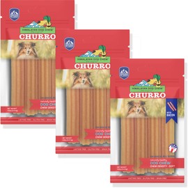 Himalayan Dog Chew Churro Himalayan Cheese Treats | Lactose Free - Gluten Free - Wheat Free -Soy Free| Made in USA | for All Breeds | Bacon Flavor | 3 Resealable Pouches