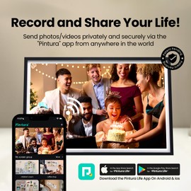 13.3" WiFi Digital Picture Frame - 1080p HD Screen Blacl Photo Frame, 64GB + 8GB Cloud Storage, Wall/Desk Mount, Auto-RotateInstant Sharing Photos/Videos via App,Gift for Weddings & Family​