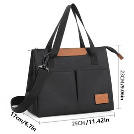 Insulated Lunch Bag,Insulated Tote Bag Wide Open Insulated Cooler Bag Water-Resistant Thermal Leak-Proof Lunch Organizer for Adult Kids Outdoor Picnic Work (Black)