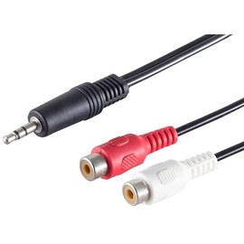 1aTTack.de 1 x 0.2 m Black Jack Plug 3.5 mm to 2 x RCA Female Audio Adapter Cable Robust Design Moulded Plug Perfect for HiFi Speaker Amplifier
