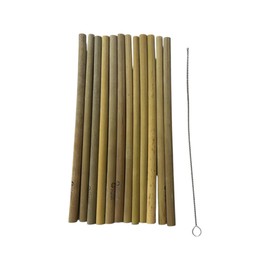 Cherish Planet Large Organic Bamboo Reusable Straws – Eco-Friendly, 12mm Diameter, Perfect for Smoothies, Shakes, Bubble Tea, Sustainable and Durable, Set of 4