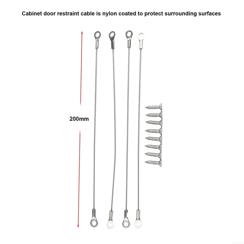Cabinet Door Restraint Cables, Stainless Steel Cabinet Hinge Restrictor, Flexible