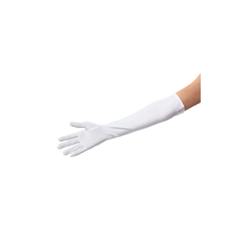 Matte Satin Over Elbow Gloves, White