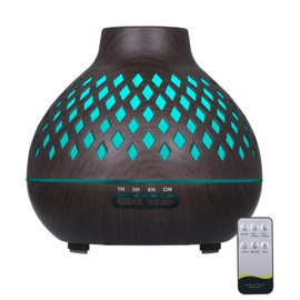 Decdeal Diffusor für ätherische Öle, 400 ml, Ultraschall-Luftbefeuchter, Aroma-Diffusor mit Fernbedienung, 7 bunte Lichter, 4 Stufen Zeiteinstellung, 2 Sprühmodi für Yoga, Zuhause, Schlafzimmer