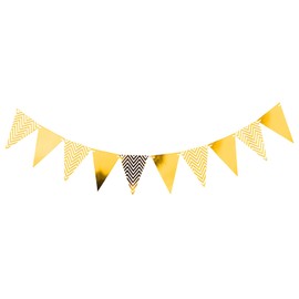 16.4ft Gold Bunting Banner, Triangle Flags Banner Paper Pennant Banners for Wedding Birthday Party Home Festival Decoration