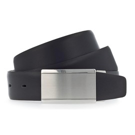 Vanzetti Men's Leather Belt, Cambered, Black, 35 mm, black