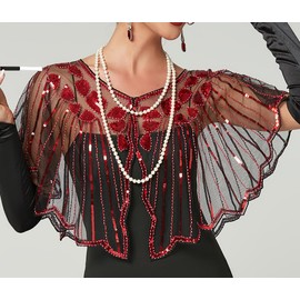 VILOREE Women's Shawls Stole for Evening Dress 1920s Retro Scarf Wedding Party Bridal Scarf Gatsby Costume Accessories, Red (58)