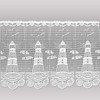 Maritime White Lace Curtain Lighthouse Made of Plauen Lace Panel
